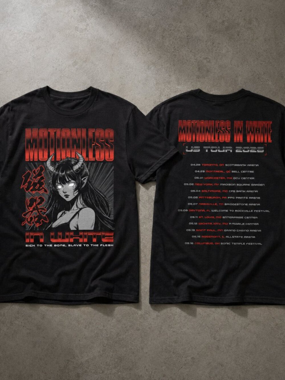 Motionless In White US Tour Graphic Double Sided T-Shirt